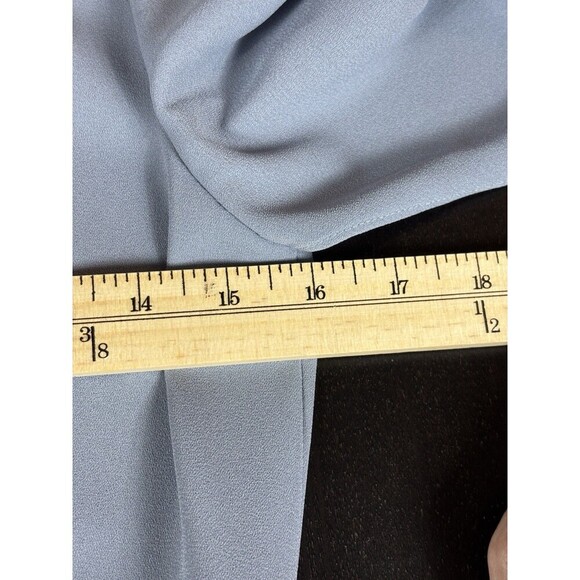 Jenny Yoo Bridesmaid Dress Maxi Pebbled Crepe Chambray Blue Grey 10 Sheer - Picture 4 of 10